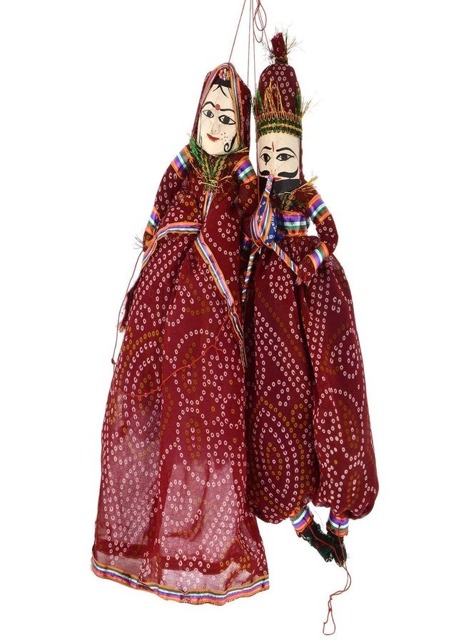 Craftam Rajasthani Handicrafts Colorful Wooden Face String Rajasthani Puppet Kathputli in Pair ( Random Color) - Image 1